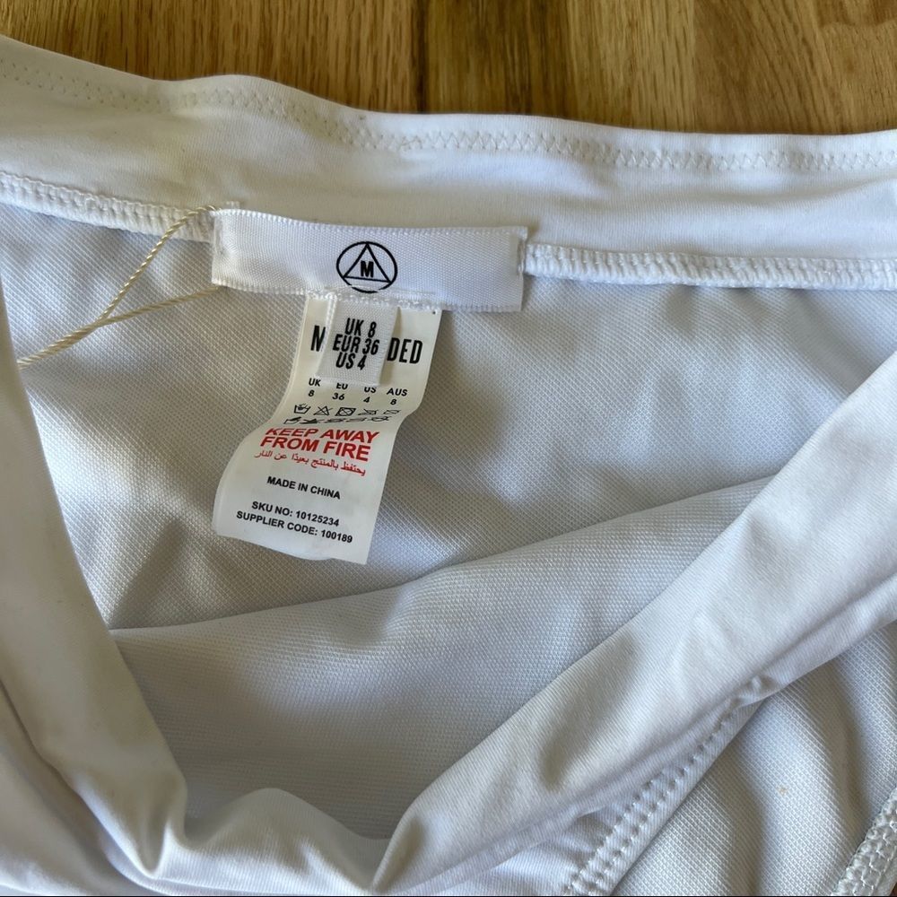 Misguided high waisted white bikini bottoms strappy square neck top small summer - Picture 5 of 6